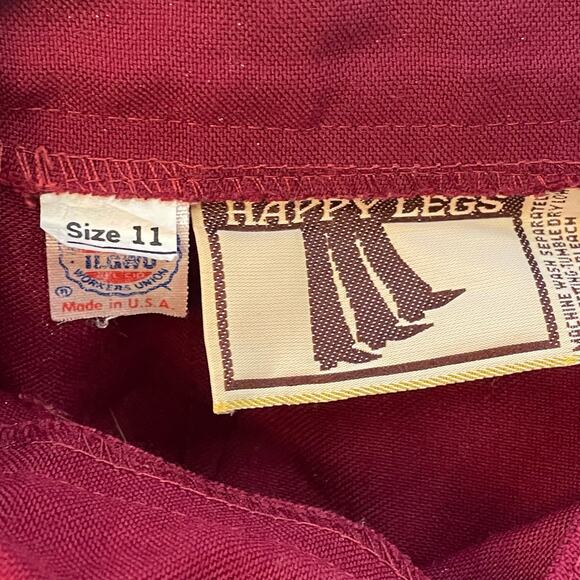 Vintage Happy Legs High Rise Maroon Dress Pants Womens 11 ILGWU USA 70s Wide Leg - Picture 3 of 9